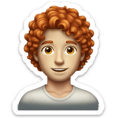 Boy with freckles and curly long red hair sticker