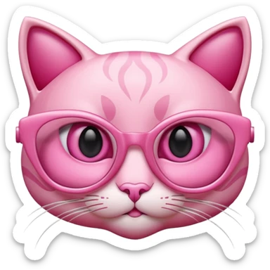 A 3D cartoon rose-pink cat-eye spectacle, glossy curved frame, soft reflections, isolated on plain background. only glasses. sticker