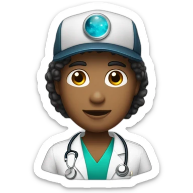 Médico joven con gorra y cabello oscuro piel trigueña y un lunar en la barbilla  sticker
