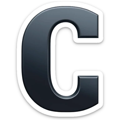 Minimal emoji of a bold capital letter “C” with a single diagonal slash cutting through it from top-left to bottom-right. Clean, flat design, high contrast, readable at small sizes, tech/startup style. Black background. sticker