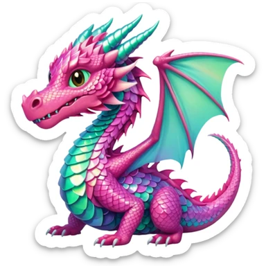 pink and mint dragon sticker