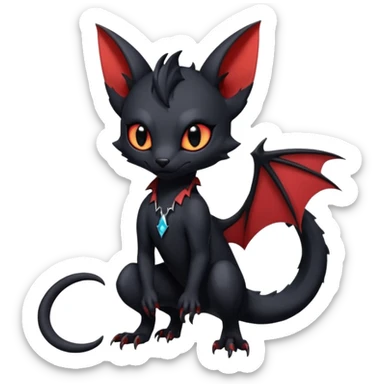 Futuristic Black Cute Dark Abyssa Batty Vampiric Gothic l Ethereal Modern Salandit-Litten-Noibat-Abyss-Lykoi-Fakémon-creature-hybrid Full Body sticker