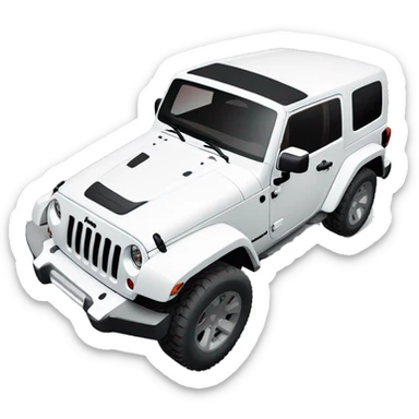 White Jeep Wrangler Rubicon with white roof and red rims  sticker