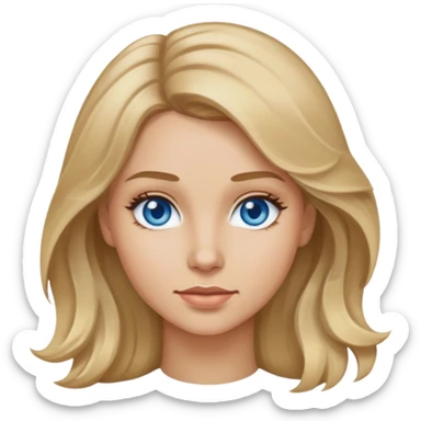 a woman with dirty blonde hair with a slight wave and blue eyes and light skin sticker