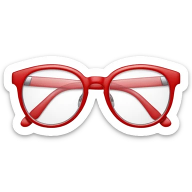 Red Glasses with subtle shine and curved frame edges. sticker
