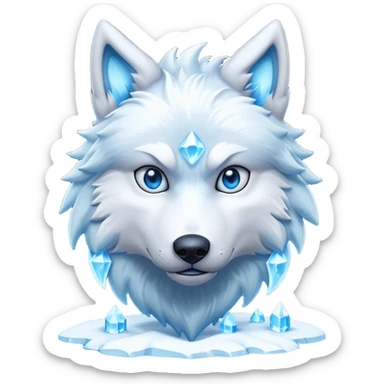 fantasy ice wolf character, glowing blue eyes, icy fur, snow aura, 3D cartoon, mobile game icon style, clean background, no text, no watermark



 sticker