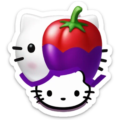 Hello kitty and eggplant sticker