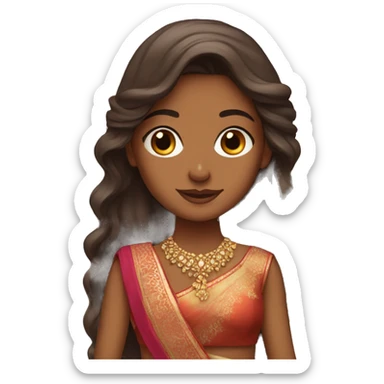 Long hair Brown girl with lehenga sticker
