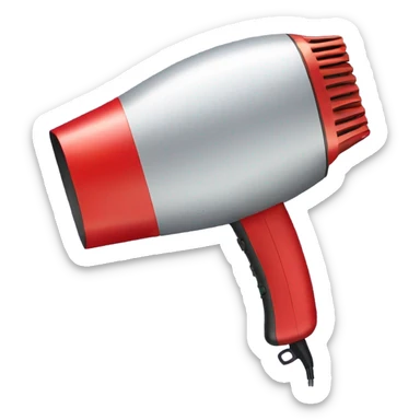 hair dryer and comb red color sticker