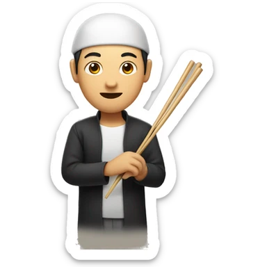 Asian holding chopsticks sticker