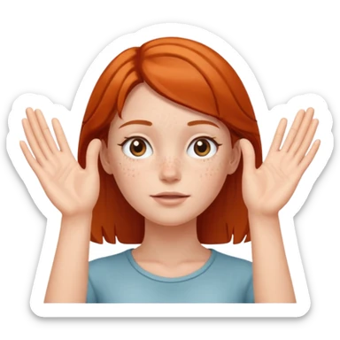 Girl with two hands in front out facing upwards  sticker