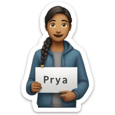 Person holding a sign that says “Happy Birthday Priya” sticker