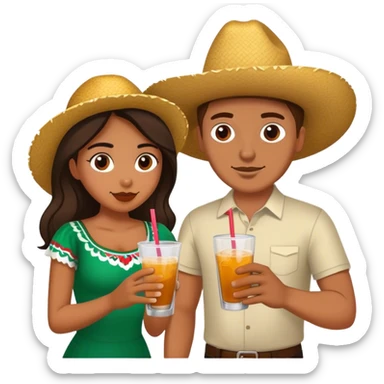White guy and Mexican girl getting drinks sticker