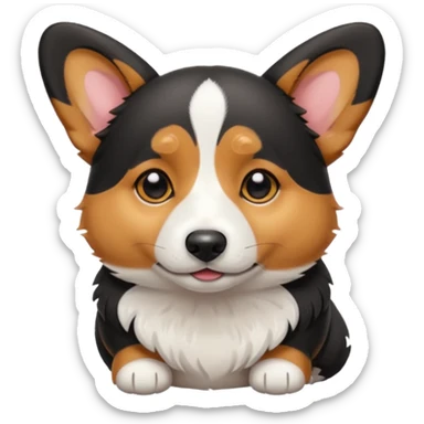 black tricolor corgi with no tail full of tears sticker