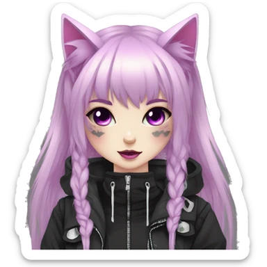 Edgy Kawaii Cute Cool Cartoon Anime Punk Techwear Gothic Catgirl sticker