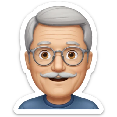 happy granddad with grey hair and beard and glasses sticker