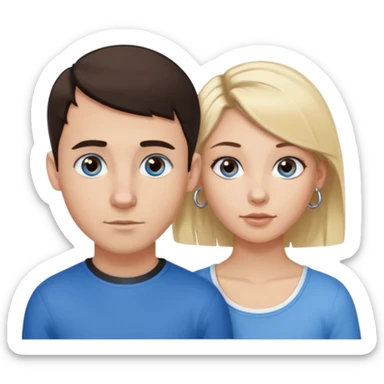 Caucasian guy with dark brown buzzed hair and hoop earring and blue eyes and Caucasian girl with blonde bob hair and hoop nose piercing and brown eyes sticker