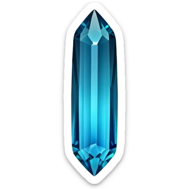 Indicolite tourmaline gemstone with deep electric blue color and elongated crystal shape sticker
