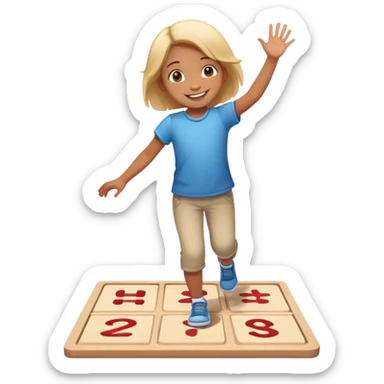 child playing hopscotch, happy and energetic sticker