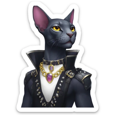 cool punk magical kawaii anime edgy distinguished ethereal elegant beautiful fantasy black ethereal fantasy nargacuga-Noivern-sphynx-Quiana-Fakemon collar harness jewels full body sticker