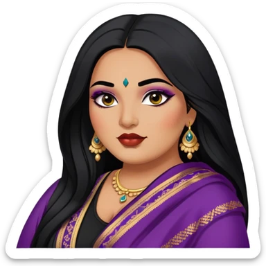 big plus size, indian, long hair, baddie,pretty, makeup, lipgloss, black eyeliner, dark skin, dupatta/shawl
 sticker