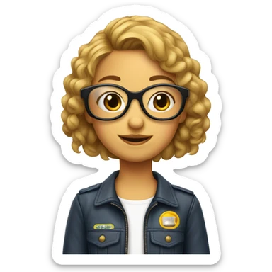 Jeune fille cheveux ondulés et lunettes aviateur sticker