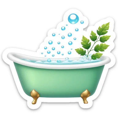 Bathtub with leaves for bubbles and steam  sticker
