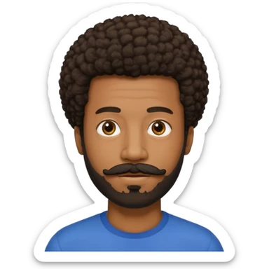 black man with beard, mustache, and short afro sticker