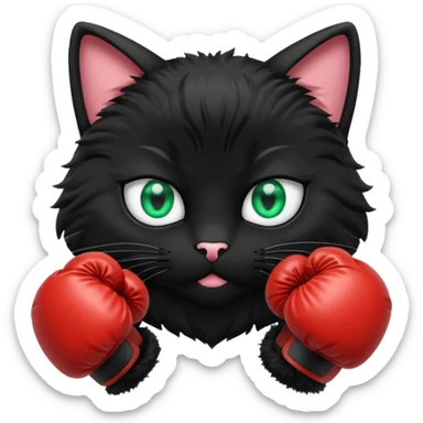 Black cat wearing boxing gloves sticker