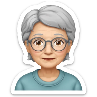 grandmother with glasses and gray hair, grizzle sticker