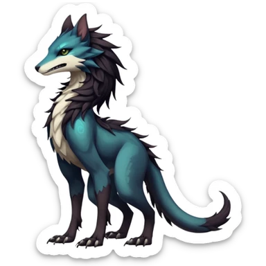 badass elegant wild beautiful natural badass futuristic epic exotic anthro modern furry cyborg-sergal-vernid-creature, full body, dark-brown-black-gradient pretty hair, with a long tufted tail, aesthetic, art by LiLaiRa, art by art by Falvie sticker