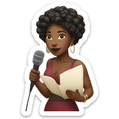 Beautiful Black woman doing poetry with mic sticker