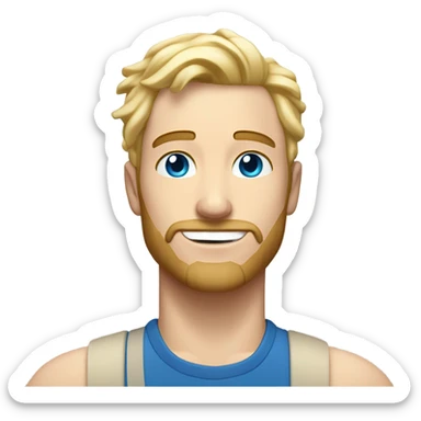 full body raised arms light curl blonde 30yo man blue eyed pale skin sticker