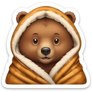 bear cozy in blanket sticker