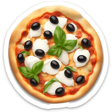 pizza with buffalo mozzarella, basil leaves and  black olives  sticker