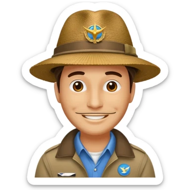 Visage homme créole réunionnais avec chapeau arrive avion sticker