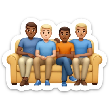 three men sitting on a couch together relax sticker