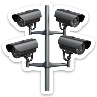 Four cctv cameras linked together on pole sticker