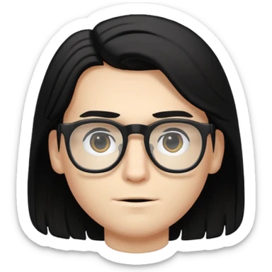 very handsome and very white skin boy with black mid length hair and glasses  sticker