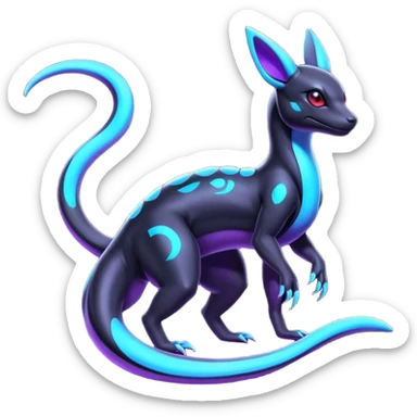Shiny Cool Futuristic Salandit-Umbreon-Fakémon-hybrid-creature (full body)  sticker