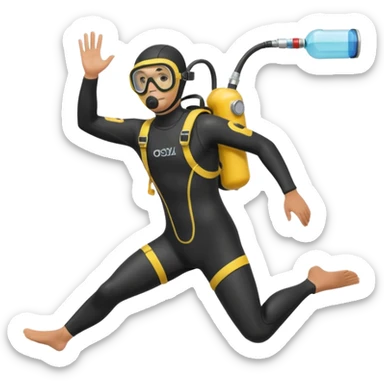 diver man swimming full body with diver mask and oxygen tank
 sticker