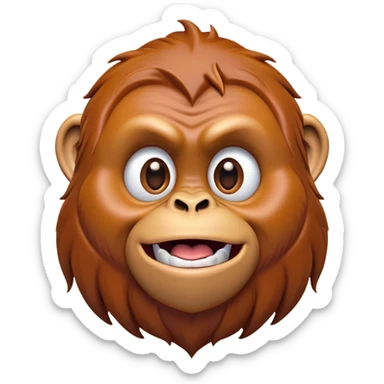 Cinematic Comical Orangutan Portrait Emoji, Head tilted dramatically with an exaggeratedly shocked expression, featuring a robust, animated face with wide, comically expressive eyes full of humorous disbelief, Simplified yet hilariously expressive features, highly detailed, glowing with a slightly sassy glow, high shine, dramatic yet playful, stylized with an air of quirky jungle attitude, soft glowing outline, capturing the essence of a meme-worthy orangutan that looks ready to side-eye its way into viral fame! sticker