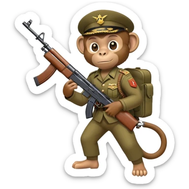 monkey in military uniform in hand ak47 sticker