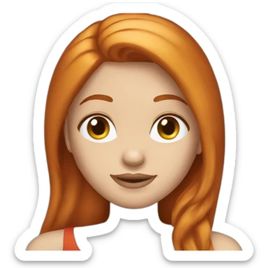 redhead white woman medium long straight hair, in love sticker