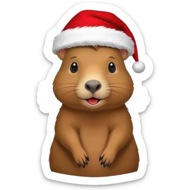 Capybara con gorrito de navidad con un montón de poses para paquete de sticker de WhatsApp que hablen peor ejemplo hola o algo asi sticker