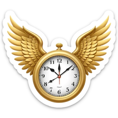 A CLOCK WIHT WINGS MID FLIGHT sticker