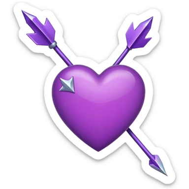 purple heart pierced by an arrow, iPhone emoji style, different angle sticker