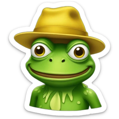 pepe the frog wearing a pointy yellow hat sticker