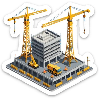 isometric construction site of cathay airport sticker