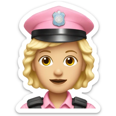 Blonde female in pink police outfit sticker
